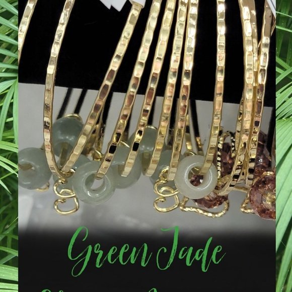 Straight hammered Green Agate Charm Bracelet - Picture 4 of 5